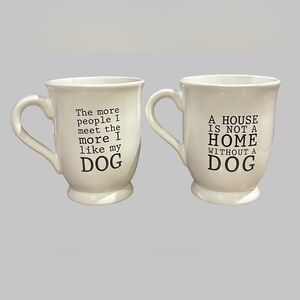 Set of 2 Dog Lover White Ceramic Mugs